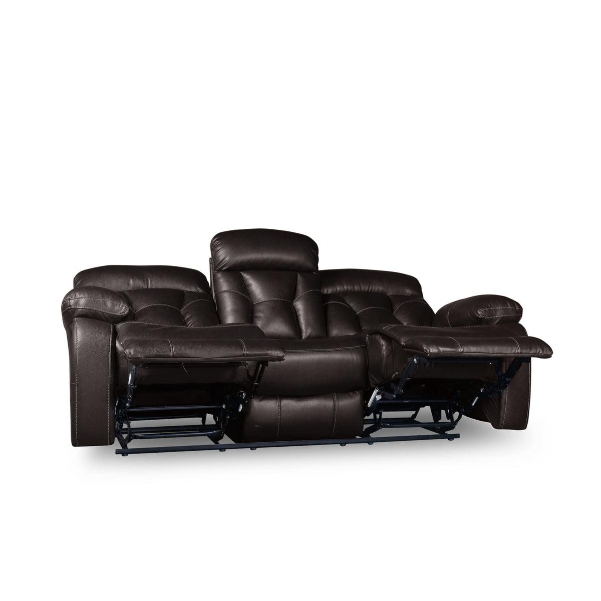 Fold-down console detail with two cup holders in Claire Brown sofa