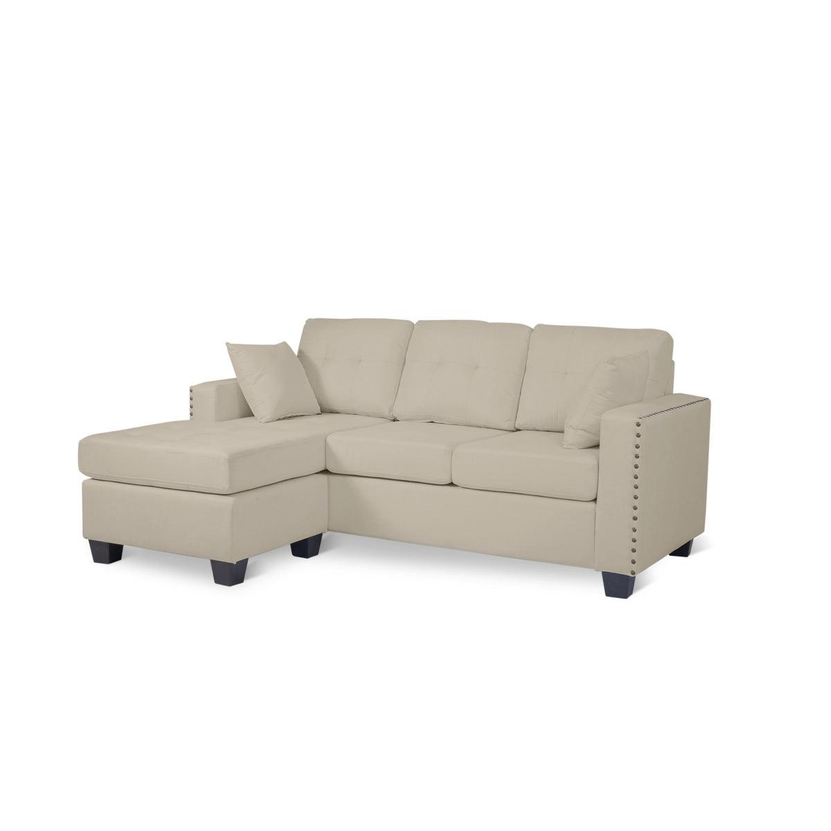 Scott Beige Sofa Chaise angled view