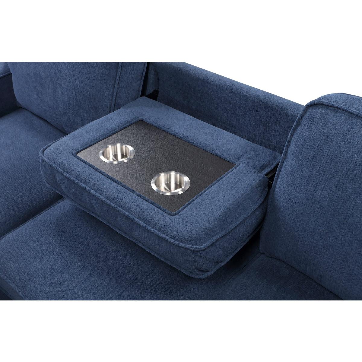blue fabric sectional sofa main view angle