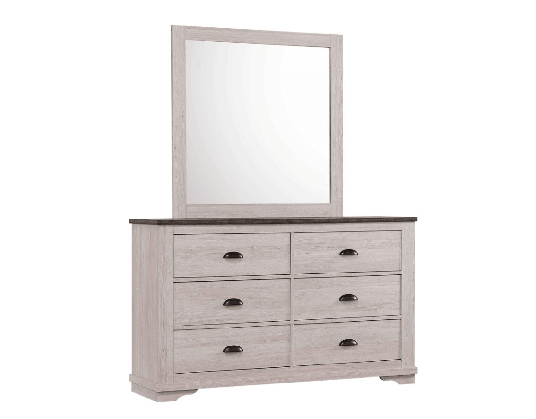 Bedroom view of Coralee Chalk Gray Sleigh Bedroom Set bed