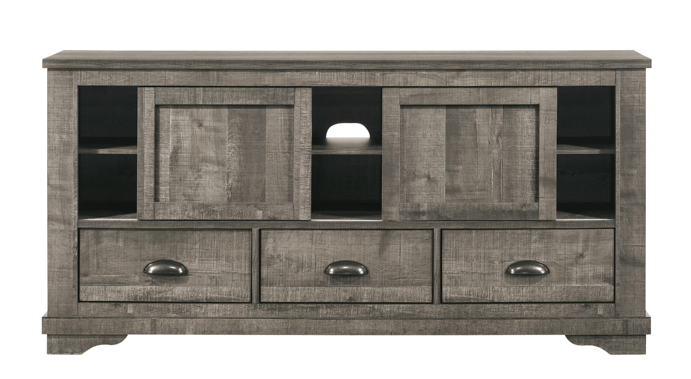Coralee gray queen sleigh bed showing curved headboard and footboard