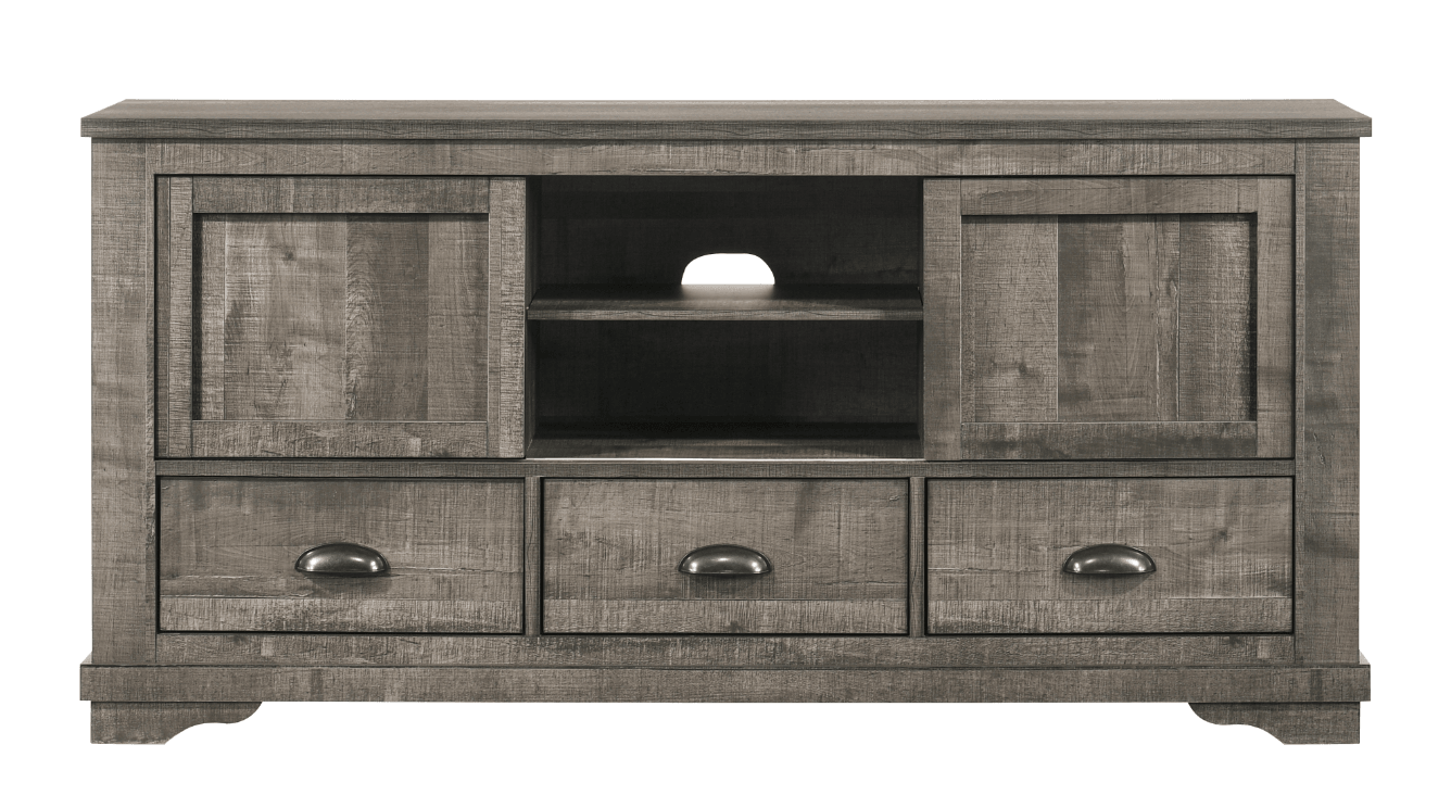 Coralee gray queen sleigh bed showing curved headboard and footboard