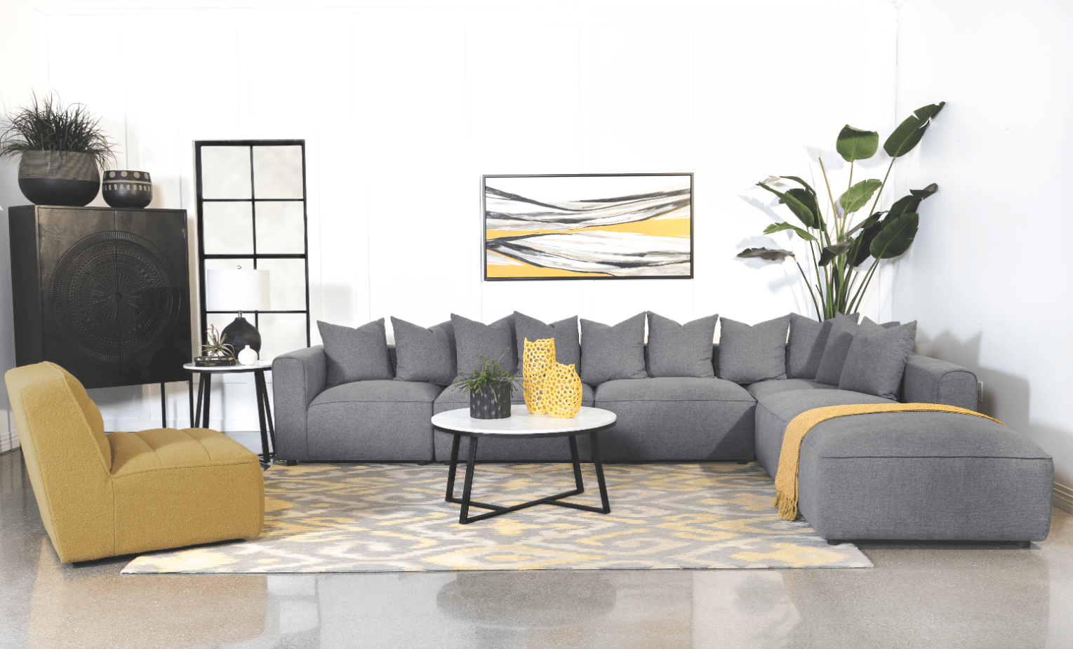 main view of Jennifer 6-Piece Tight Seat Modular Sectional Grey sectional sofa