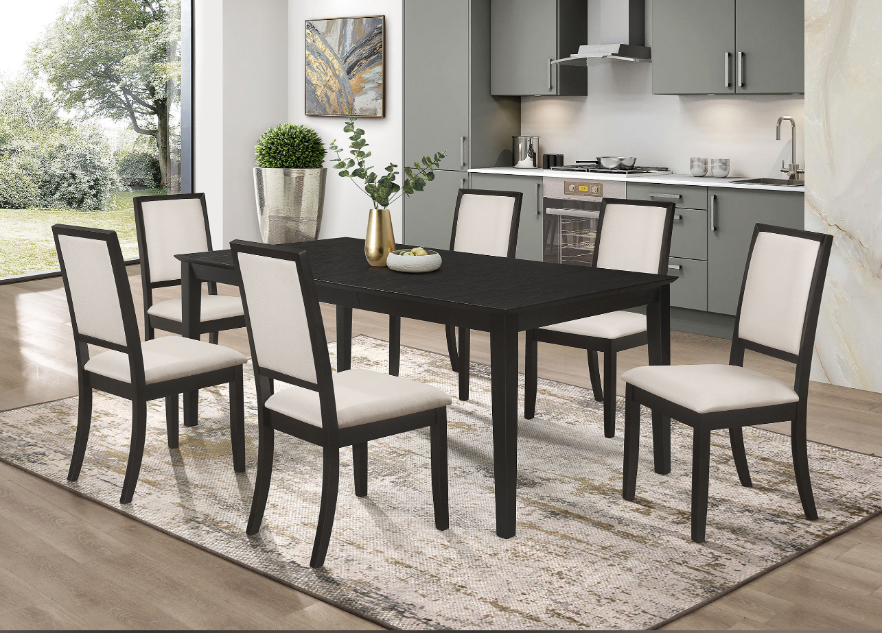 Louise Leaf black rectangular dining table main view