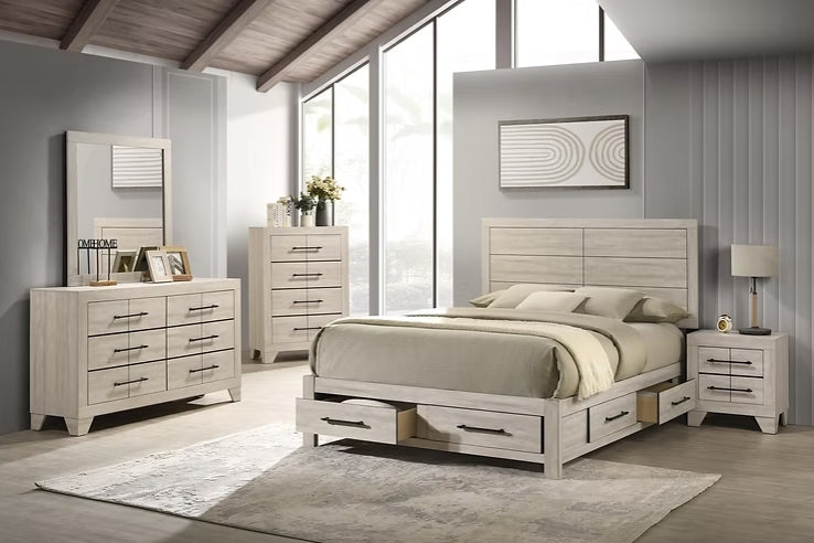Ozias Beige Storage Platform Bedroom Set bed angled view
