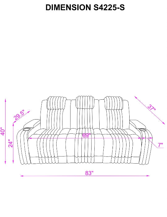 Front angle of Lita power recliner chair