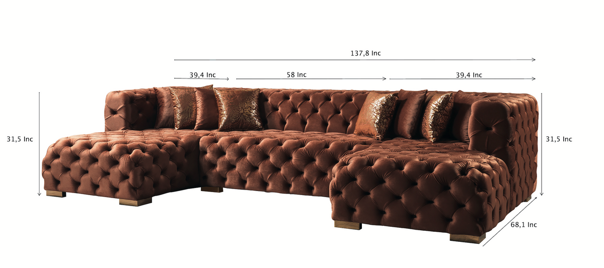 Seva Orange Velvet Double Chaise sectional sectional room scene