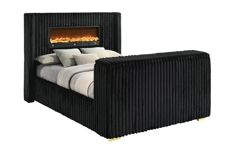 Back view of Henley black nightstand with glass top