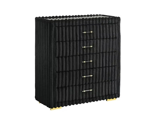 Henley black nightstand drawer open showing storage