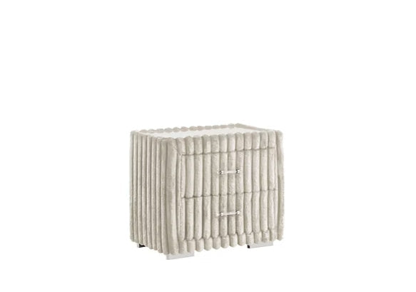 Bedroom view of Atlam Henley Cream Upholstered Canopy Platform Bedroom Set bed