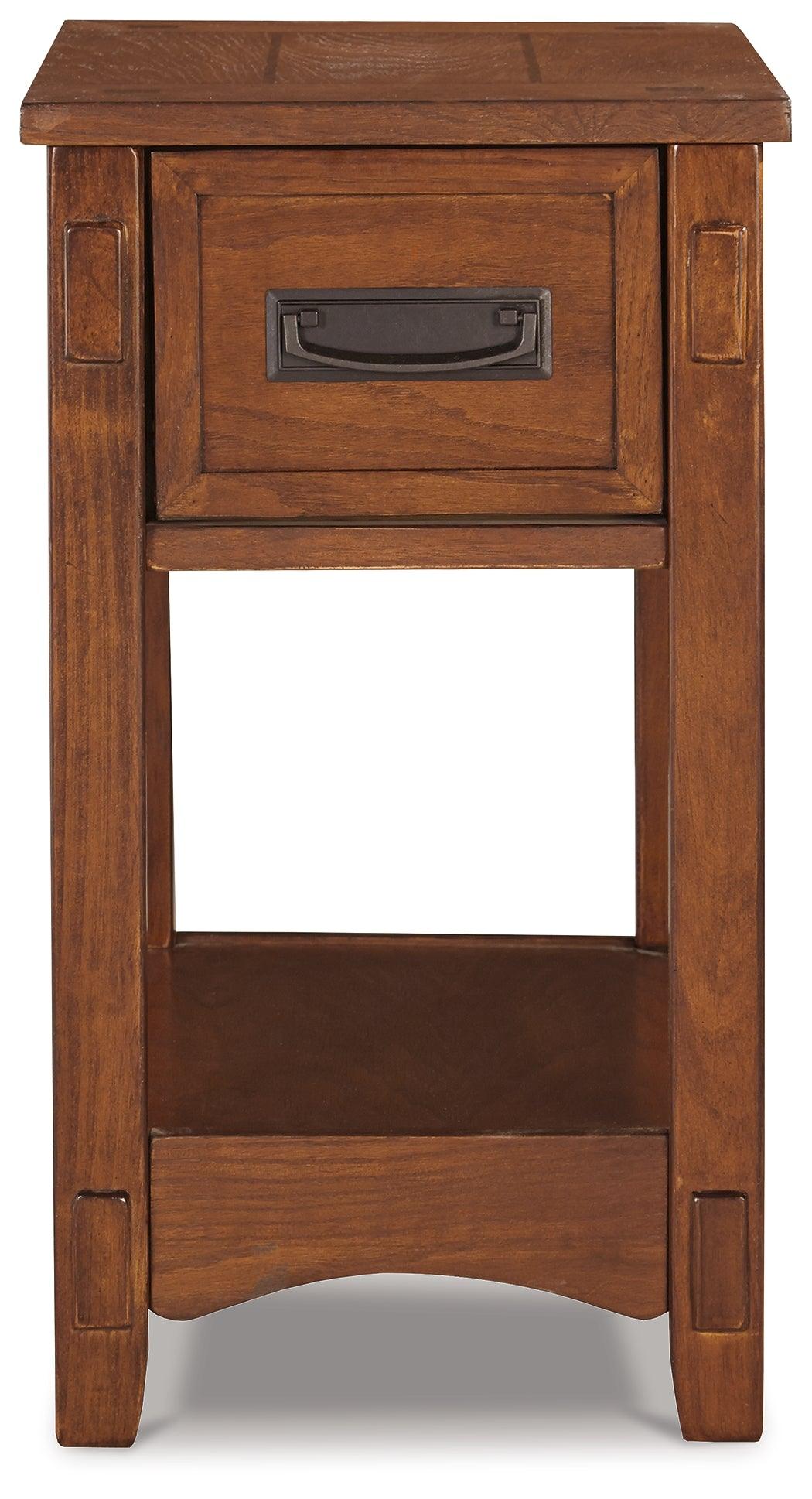 Breegin Brown Chairside End Table Side View