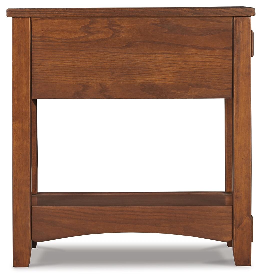 Breegin Brown Chairside End Table Back View