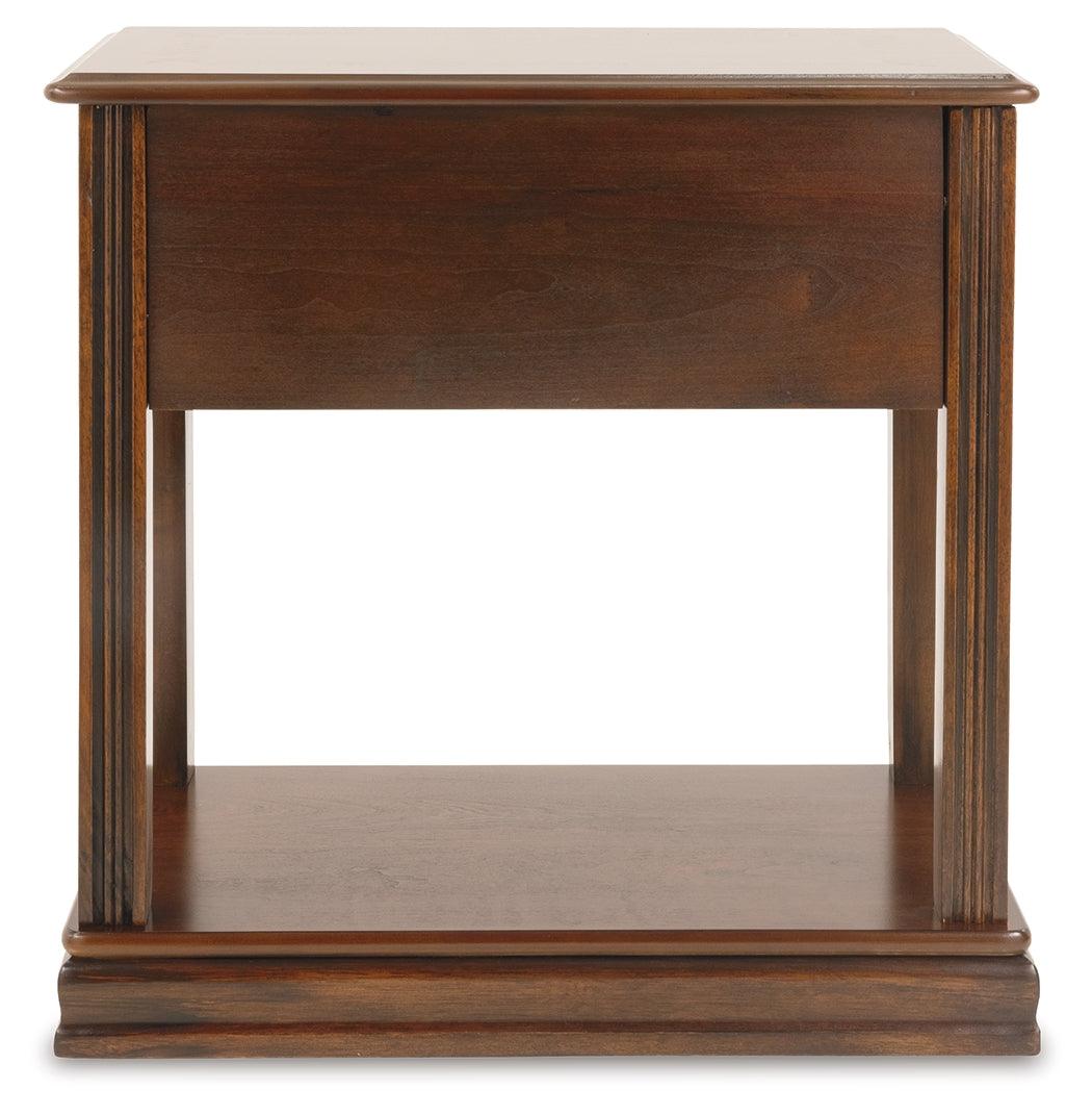 Breegin Brown Chairside End Table side angle
