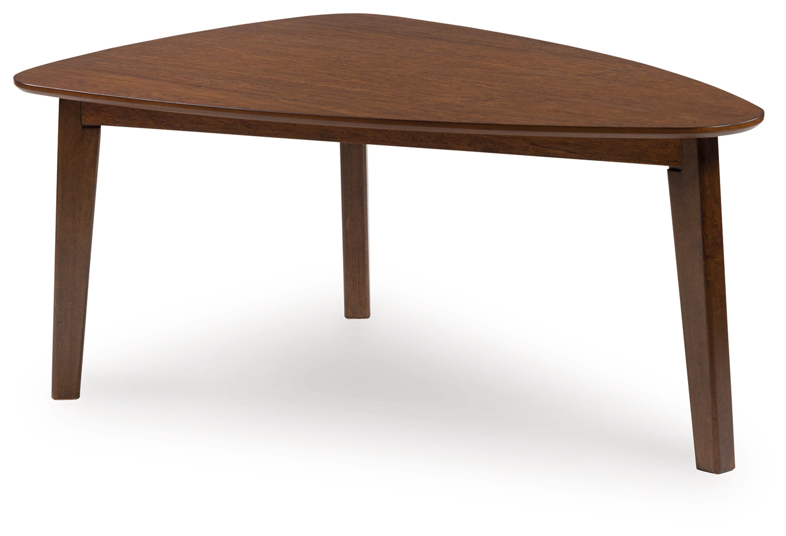 Lyncott Medium Brown Wood Coffee Table angled view from side