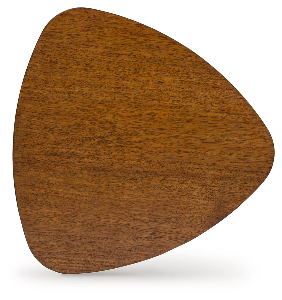 Lyncott Medium Brown Wood End Table top view