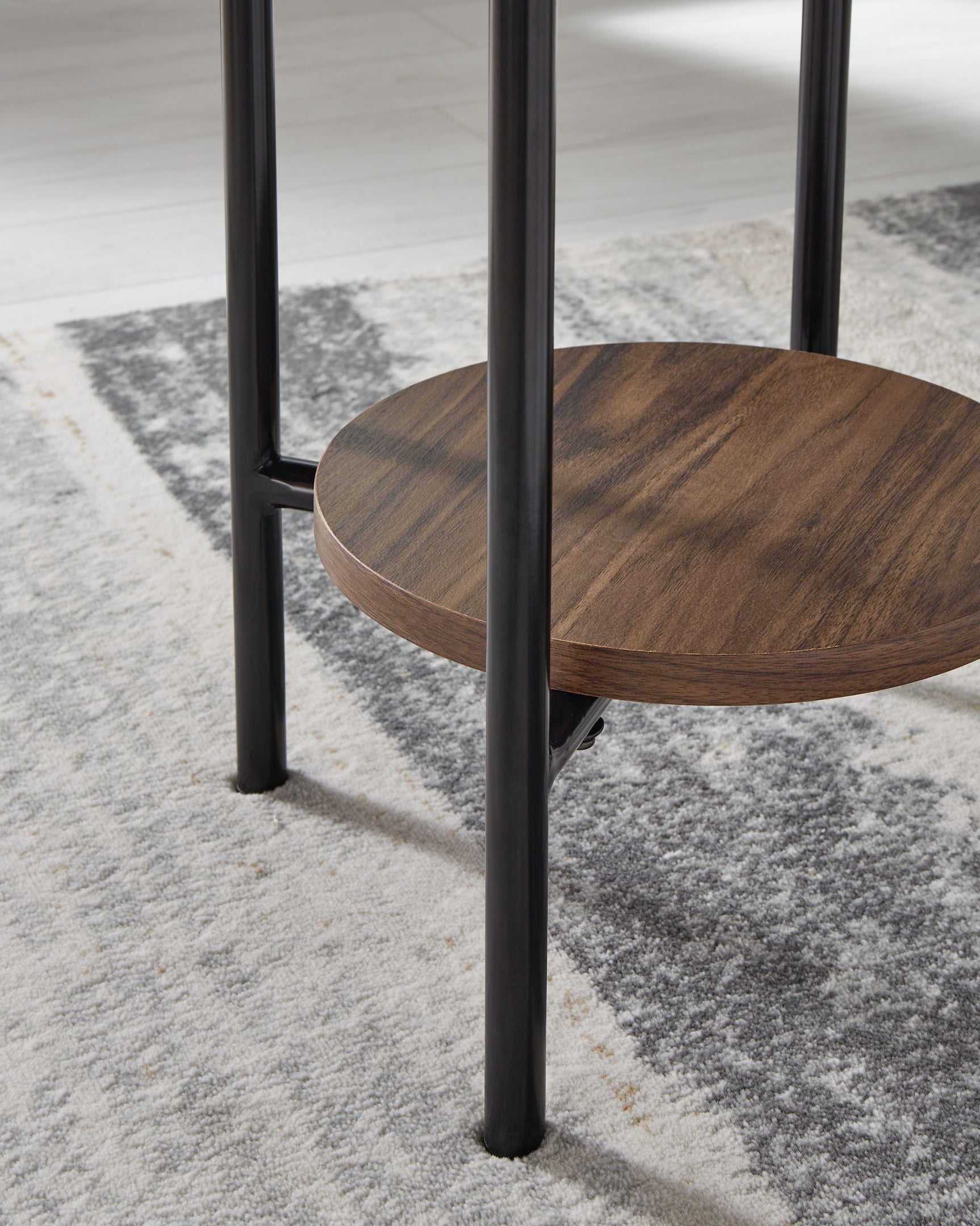 Detail of table base finish and metal frame