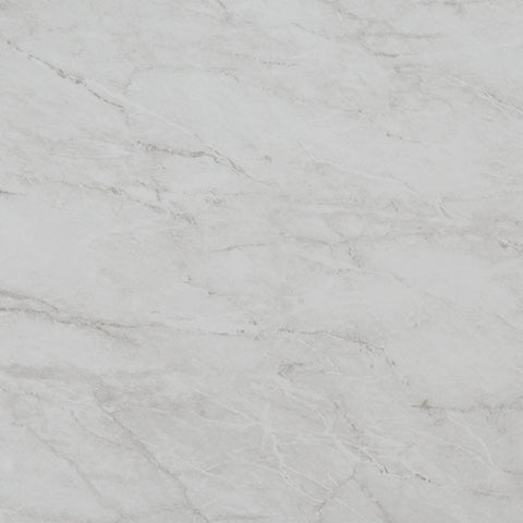 Close-up of faux Carrara marble laminate top