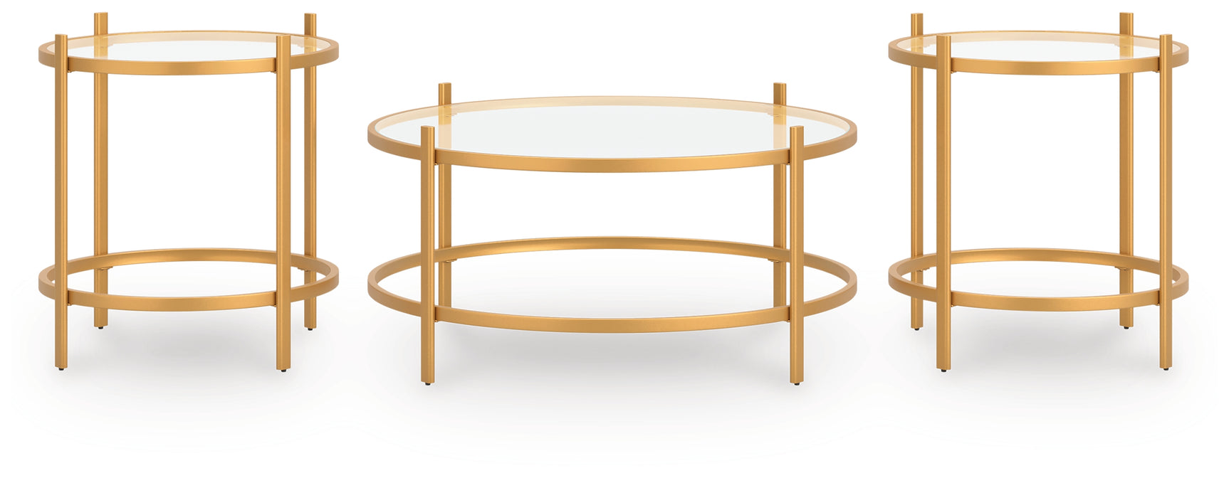 Front view of Pearlox Gold coffee and end tables