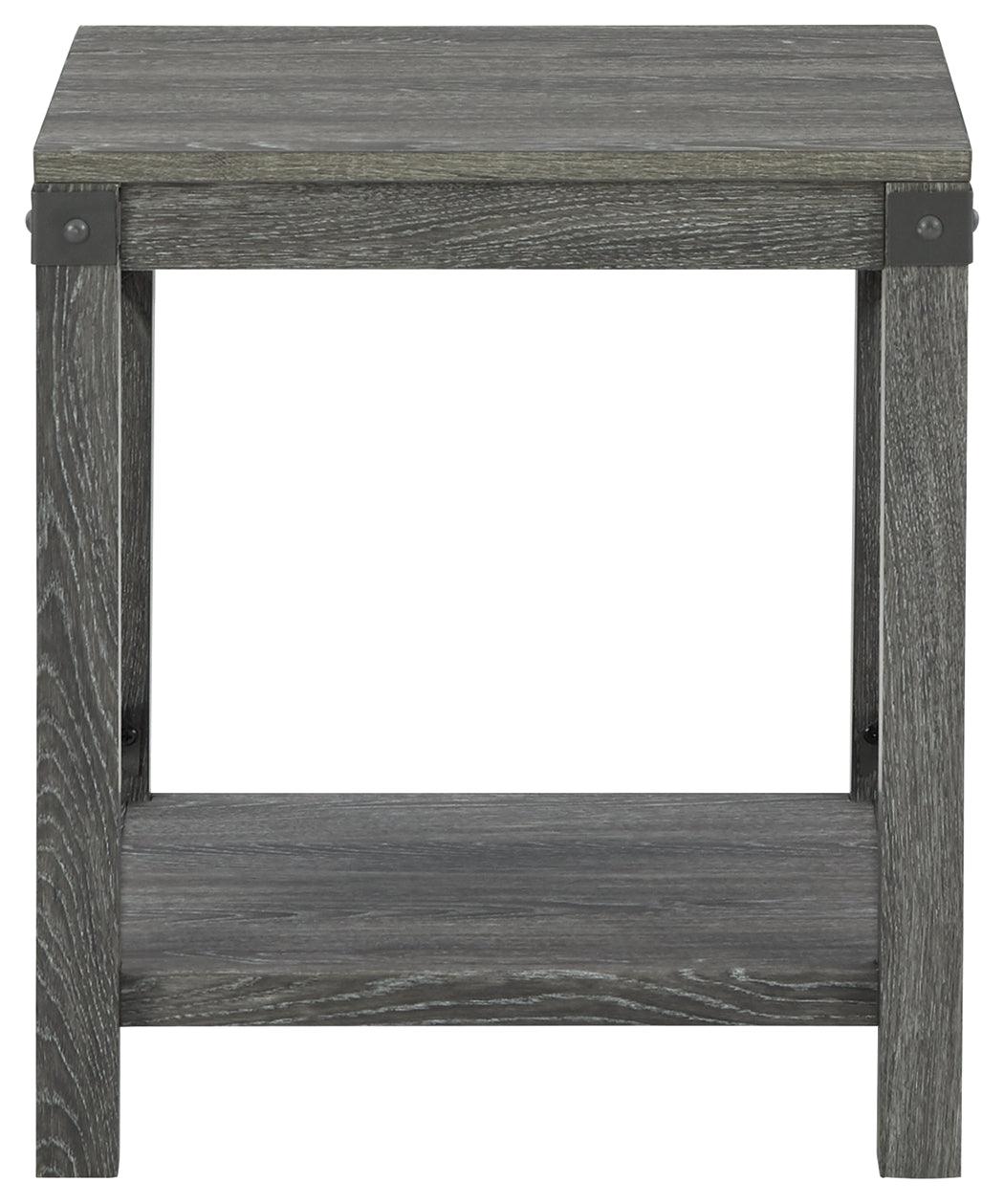 Freedan Grayish Brown End Table head-on view