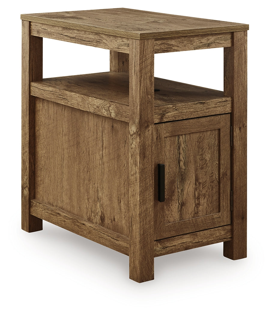 Side angle of Fendenmore Brown Chairside End Table