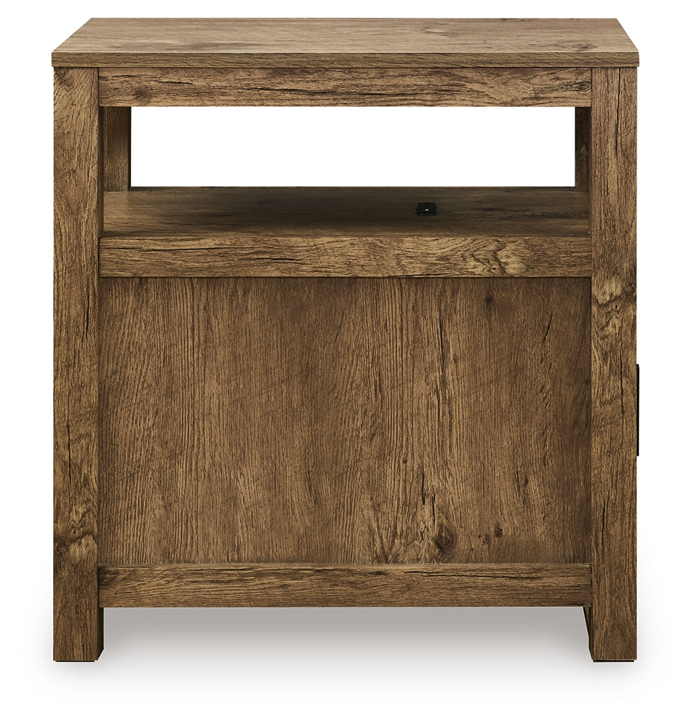 Side profile of Fendenmore Brown Chairside End Table