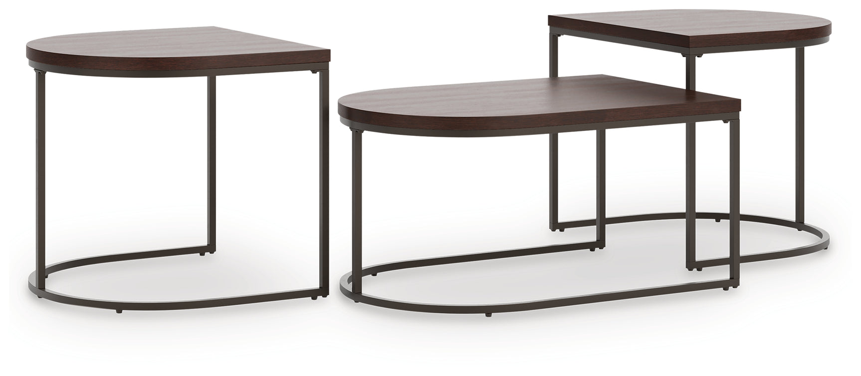 Vanmore coffee table front view with dark brown wood top