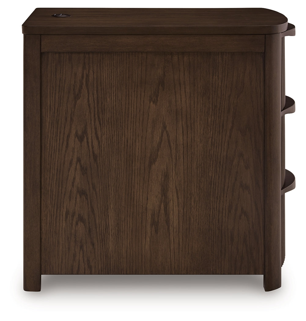 Camdill rear view of dark brown chairside end table