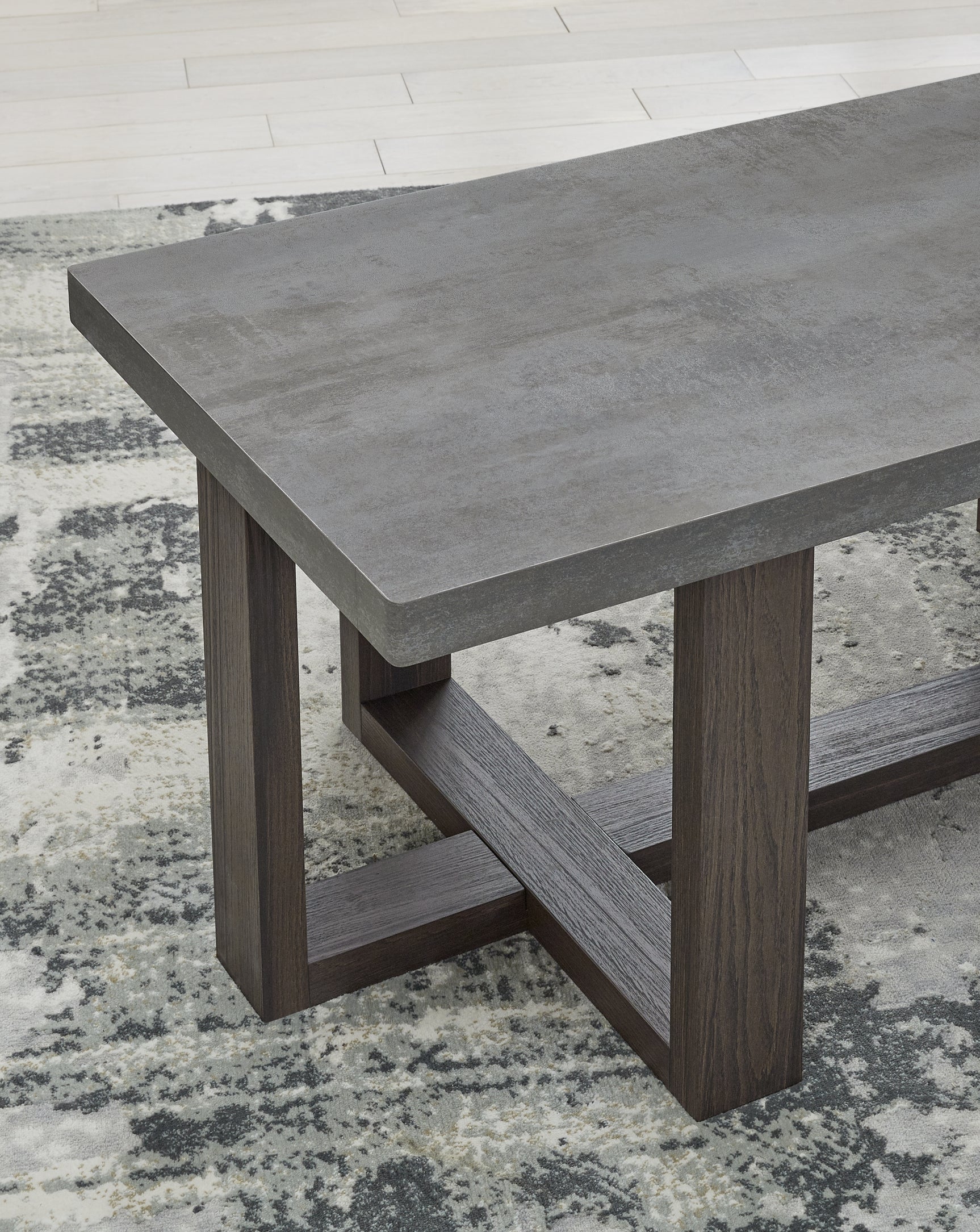 Dynnford Gray and Brown 3-Piece Table Set - front angle