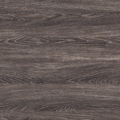 Close-up showing gray wood plank-effect table top