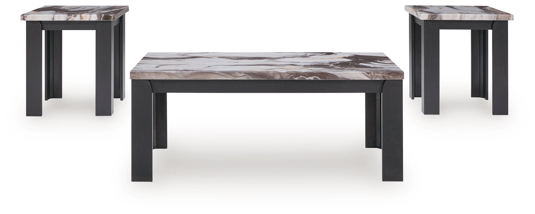 Close-up of faux marble laminate coffee table top