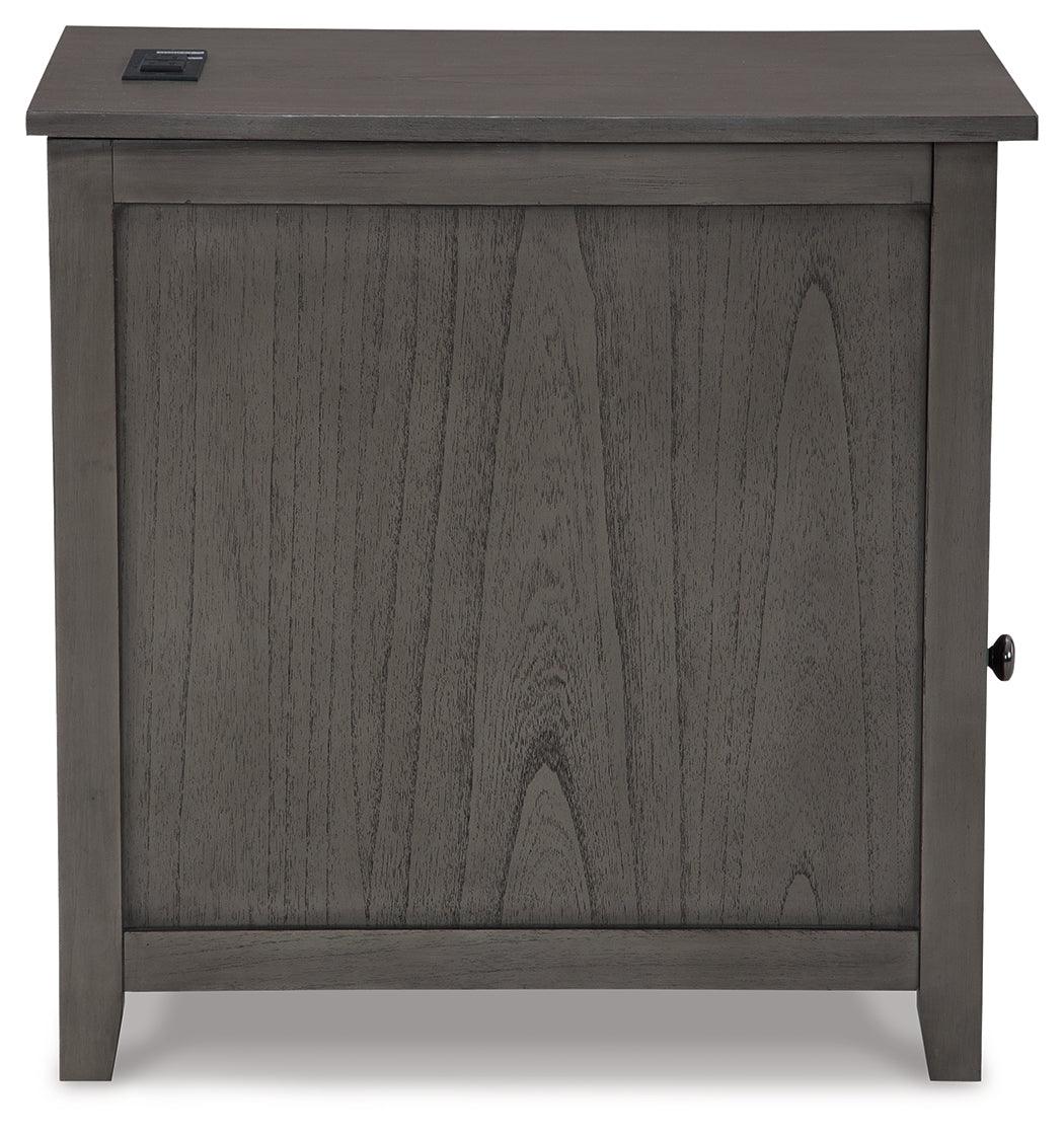 Side view of Treytown Gray Chairside End Table