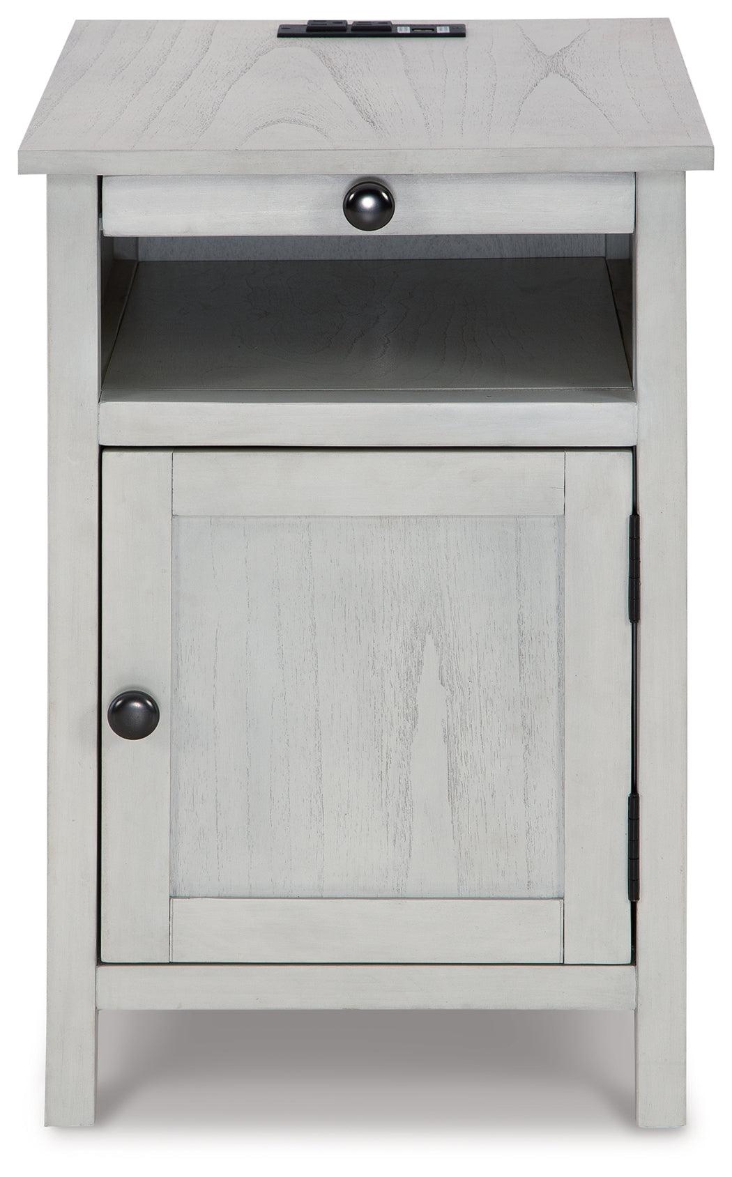 Treytown Chairside End Table head-on view showing storage cabinet