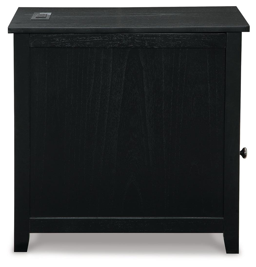 Treytown Black Chairside End Table rear view