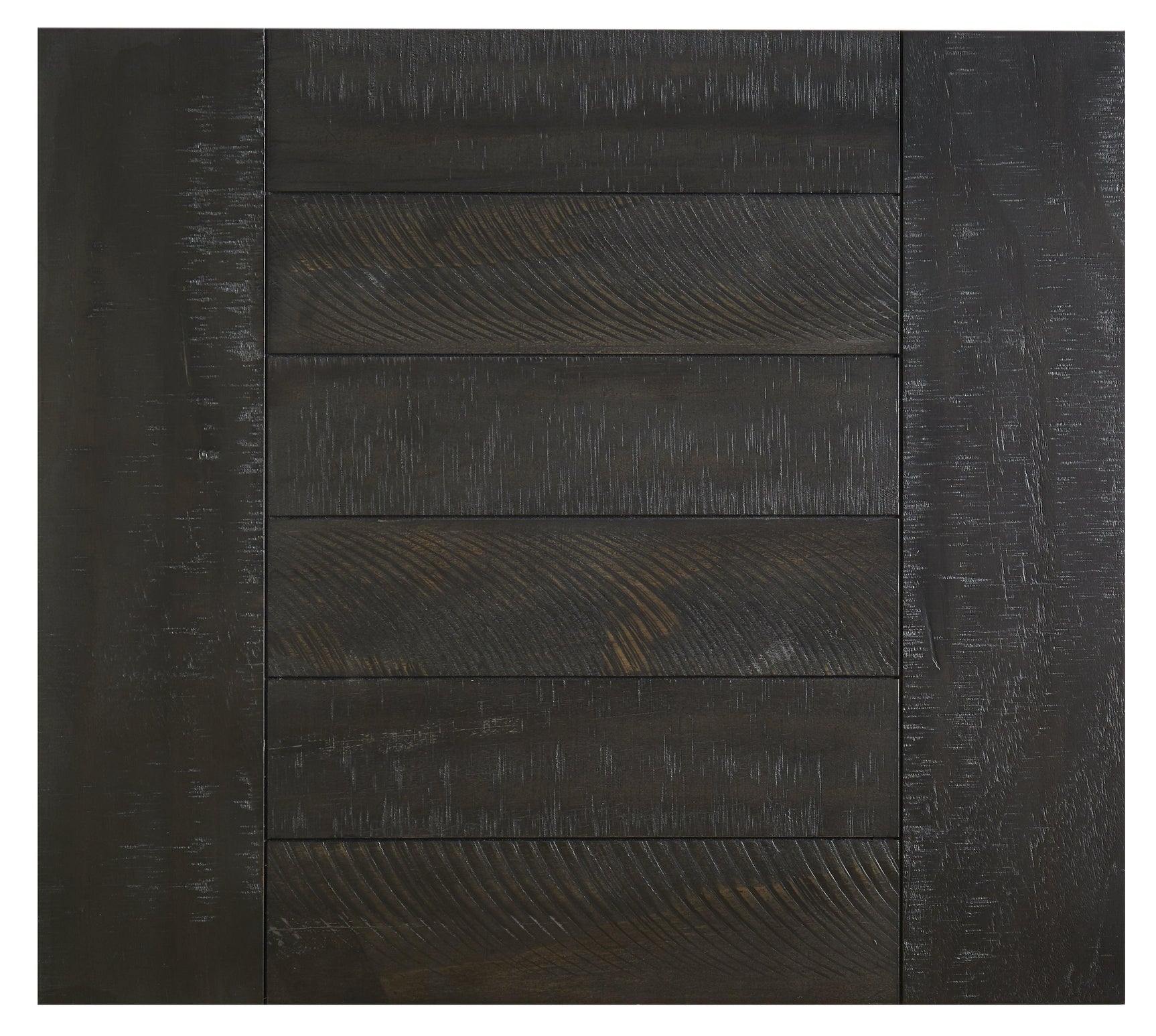 Distressed black wash finish and canted legs details