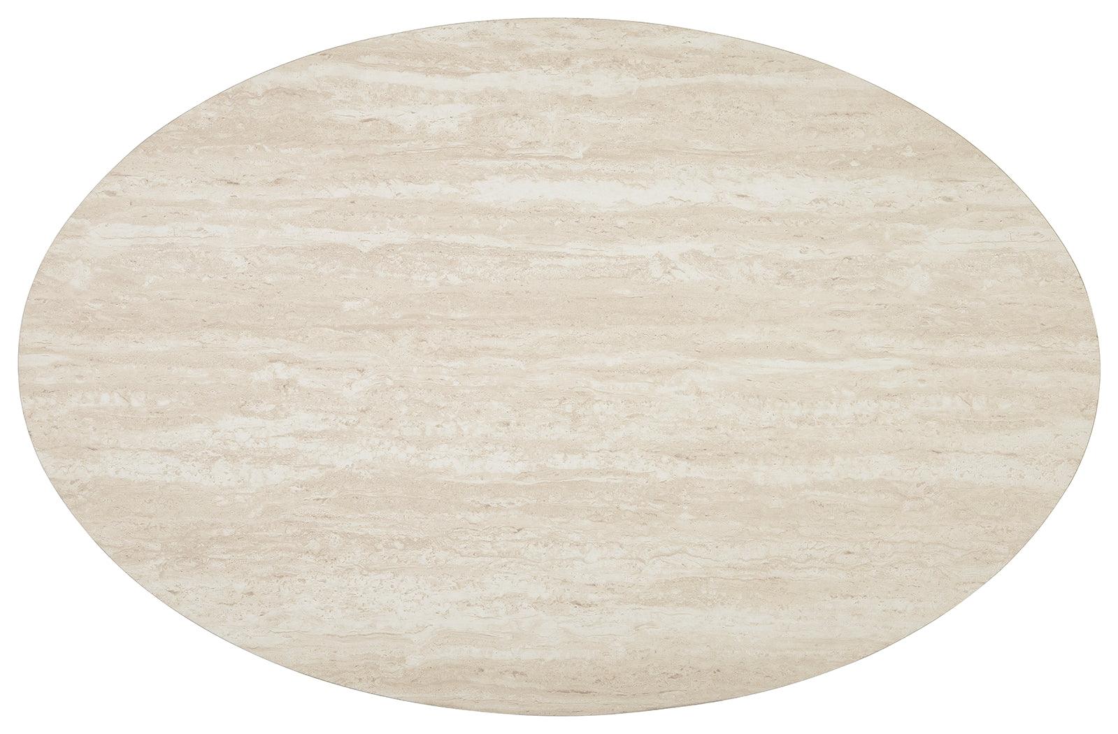 Tarica table set top view showing oval coffee table and round end tables