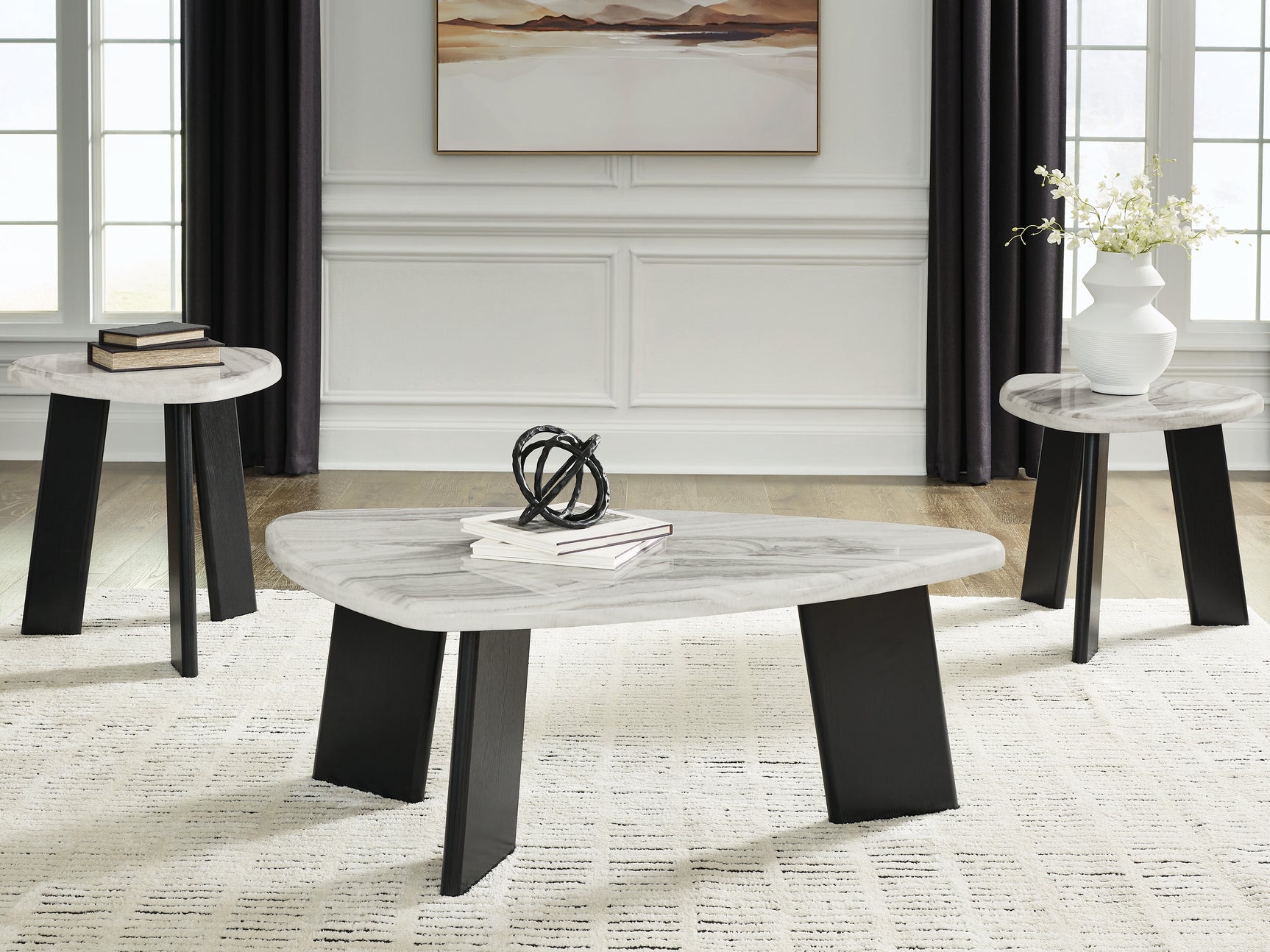 Lilyberg Gray/Black Table (Set of 3)