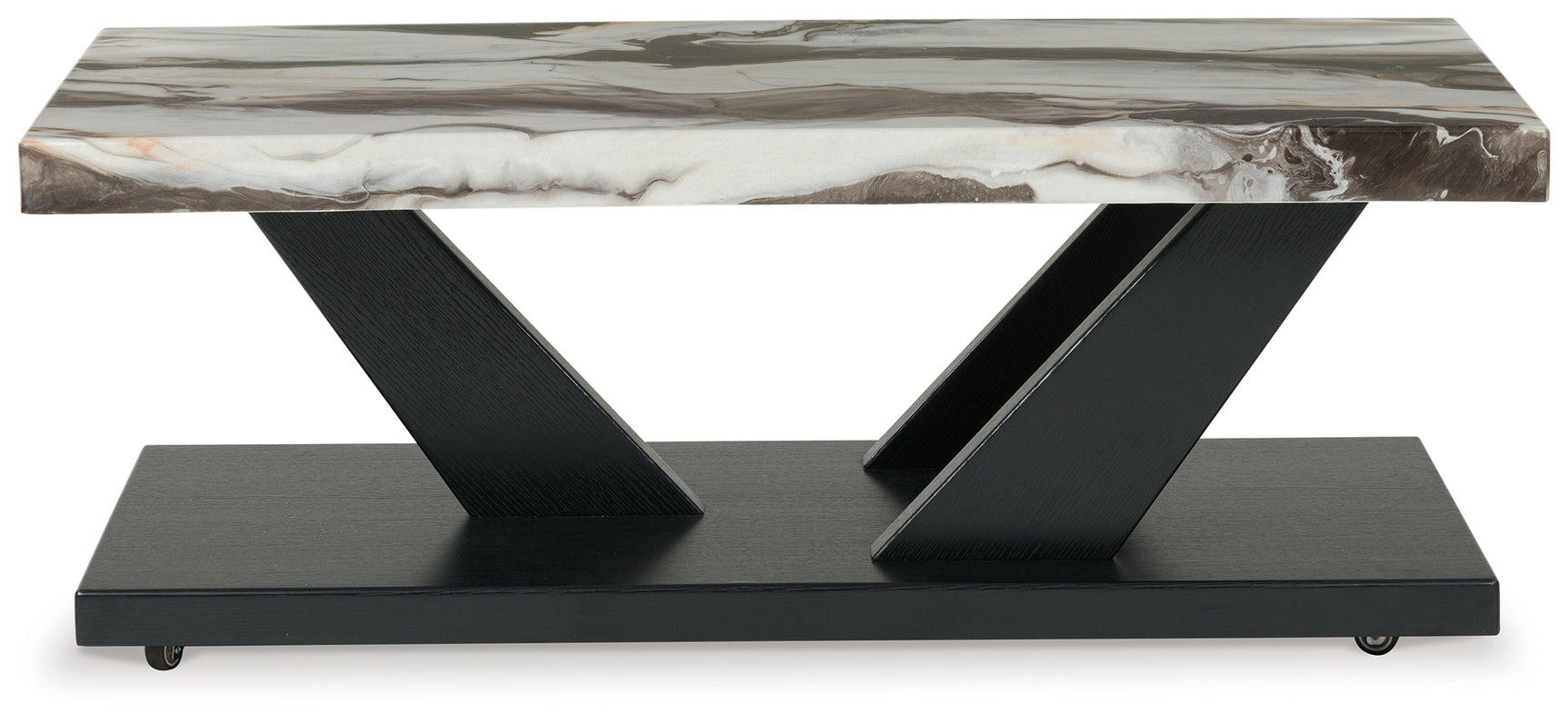 Cendill end table top view showing white faux marble surface
