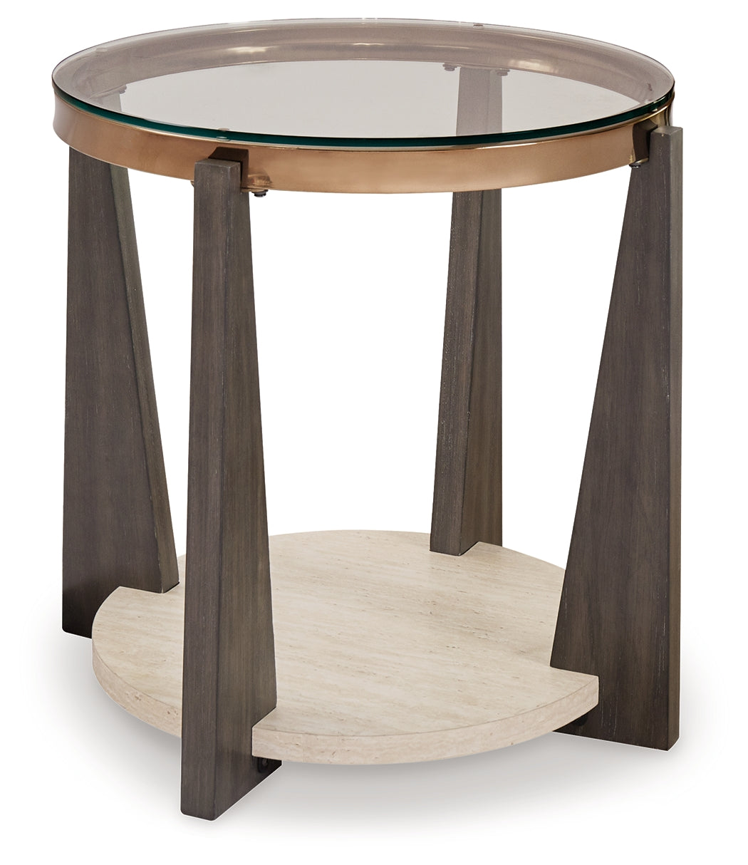Close-up of solid wood leg and metal frame on coffee table