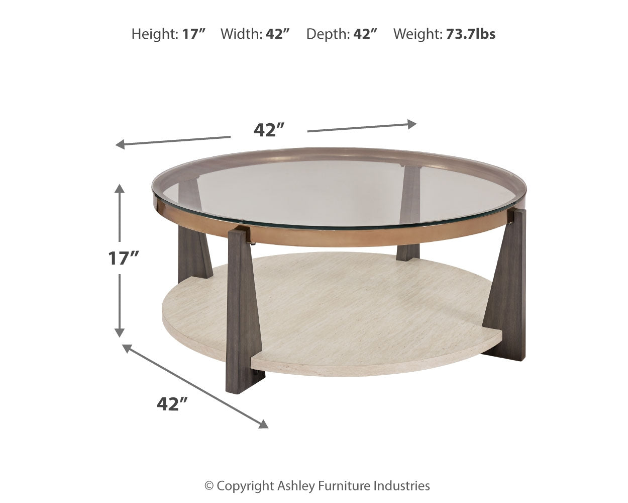 Side profile of Frazwa coffee table showing metal leg design