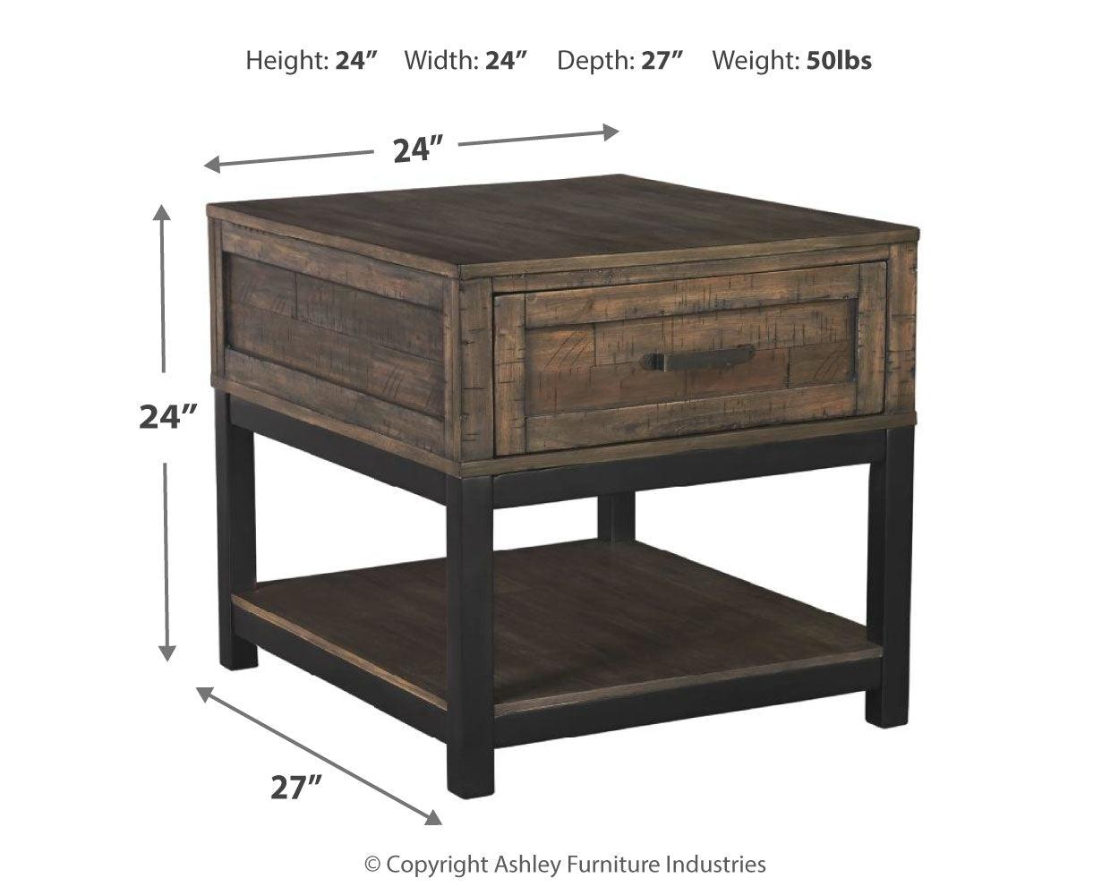 Dimension diagram for Johurst End Table