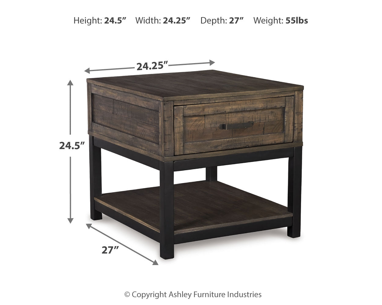 Johurst Grayish Brown Coffee Table with 1 End Table