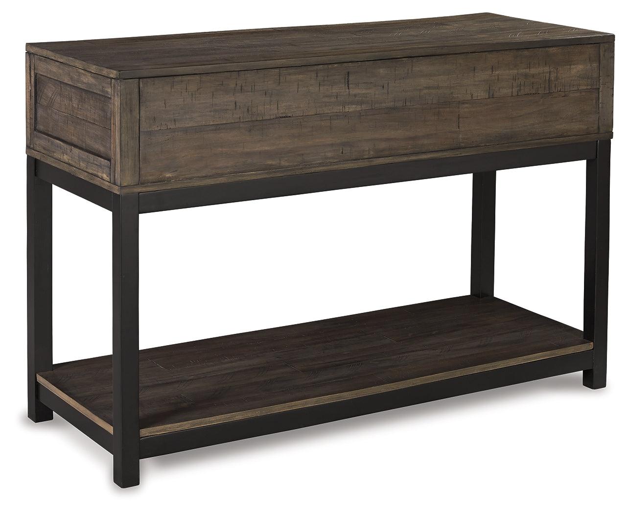 Back view of Johurst Grayish Brown Sofa Console Table