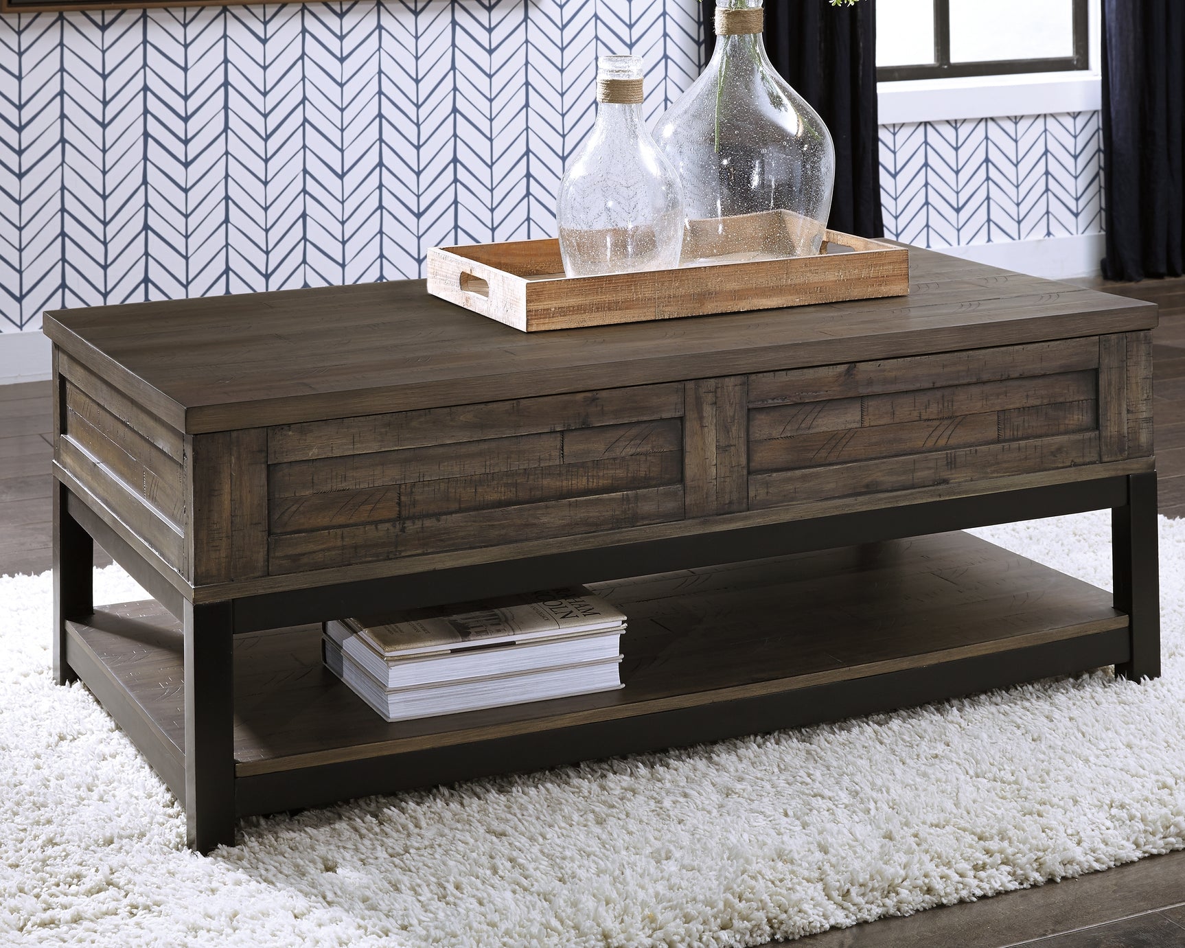 Johurst Grayish Brown Coffee Table with 1 End Table