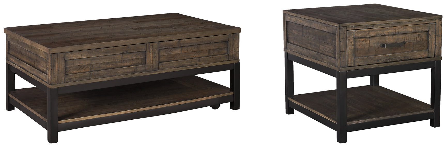 Johurst Grayish Brown Coffee Table with 1 End Table