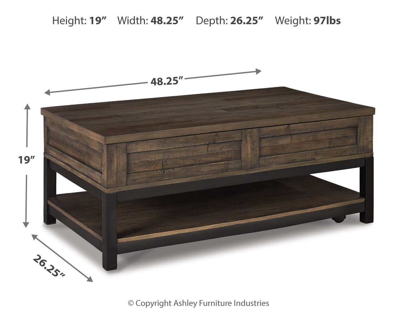 Johurst Grayish Brown Coffee Table with 1 End Table