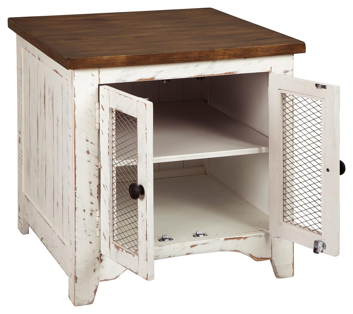 Open cabinet of Wystfield End Table with adjustable shelf