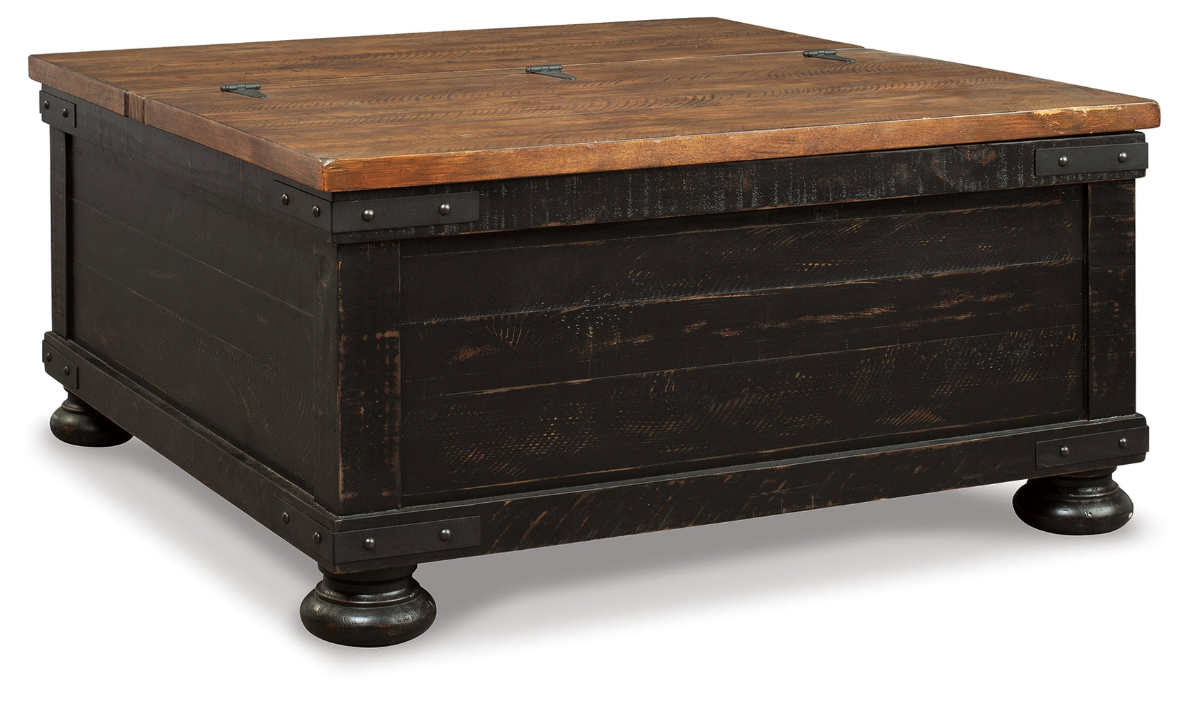Rustic farmhouse plank-effect table top detail