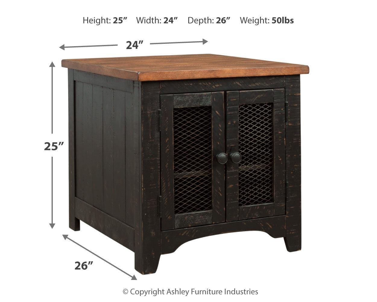 Valebeck end table dimension diagram