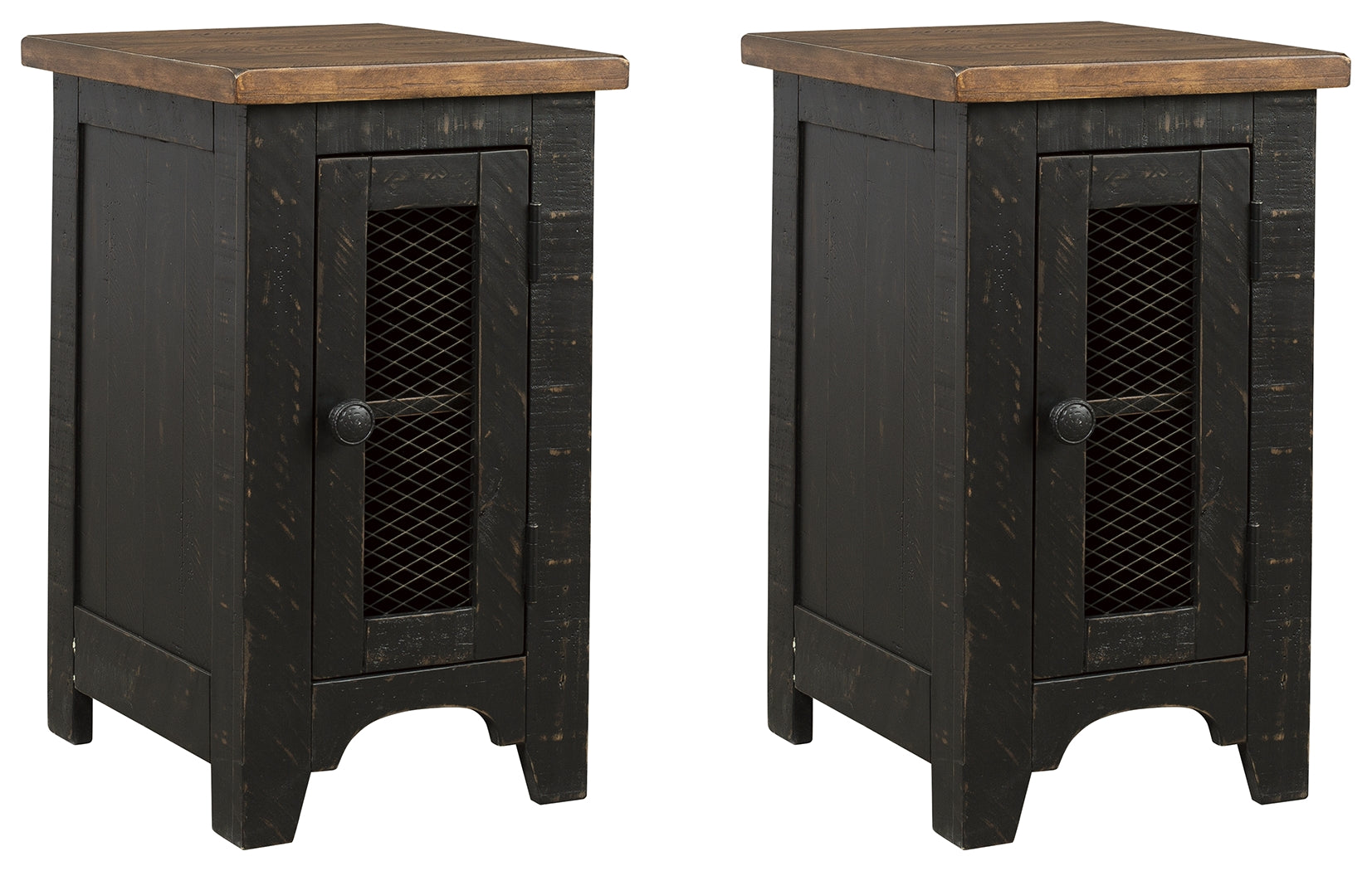 Lifestyle view of Valebeck end tables in room