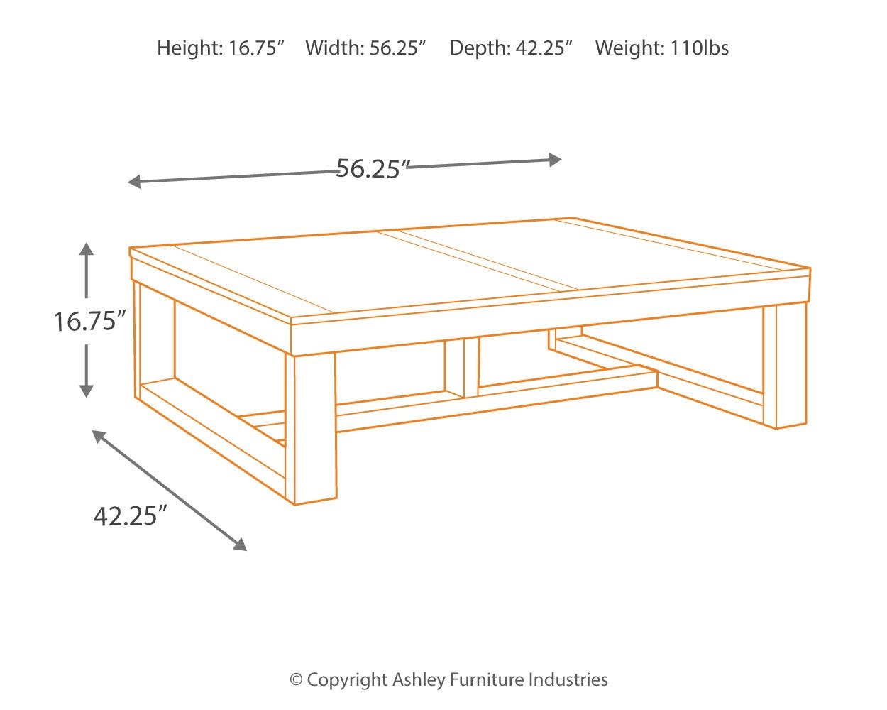Dimension details of Watson coffee table and end table